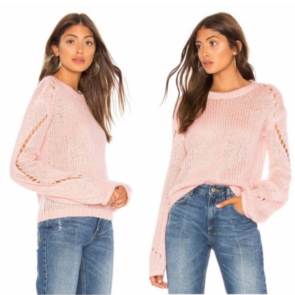 Tularosa Mia Balloon Sleeve Crewneck Pink Sweater Large